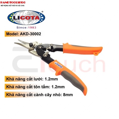 Kéo Cắt Tôn thẳng 10 inch (250mm) Cán Cam Licota - AKD-30002