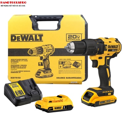 Máy khoan vặn vít dùng pin 20V Dewalt DCD7781D2-B1 (2 pin 2Ah+ 1 sạc)