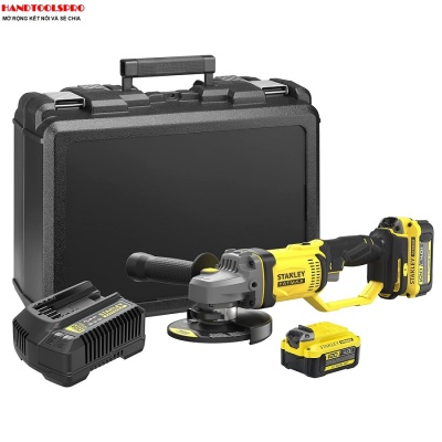 Máy mài góc dùng pin 20V Stanley SCG400M2K-B1 ( 2 Pin 4AH + Sạc)