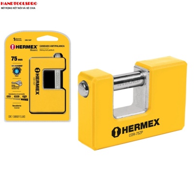 Ổ khoá cầu ngang hợp kim chống cắt 75mm Hermex 23524 (COR-75ZP)