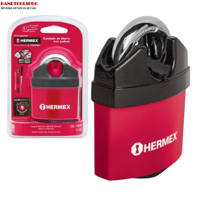 Ổ khóa treo thép bọc nhựa chống cắt 65mm Hermex 43341 (CHN-65A)
