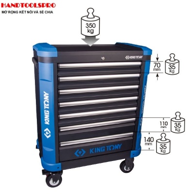 Tủ đồ nghề 7 ngăn 790x470x1020mm Kingtony  87G31-7B-BK
