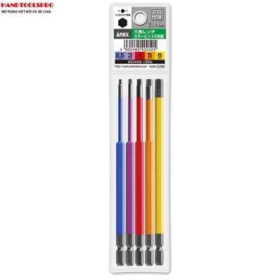 Vỉ 5 mũi vít lục giác NHẬT BẢN H2.5-H6 x 150mm Anex ACHX5-150L