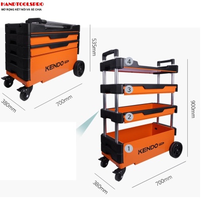 Xe đẩy dụng cụ gấp gọn kích thước 70 × 38 × 53.5 / 90 cm Kendo - 90333