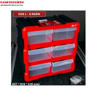 Hộp đựng nhựa linh kiện 6 ngăn 26.5X26X16cm BISON BS386101A