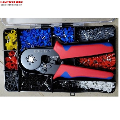 Kìm bấm cos vuông HSC8 6-4A tự điều chỉnh,1250 đầu cos đủ loại cos ống tròn cos pin