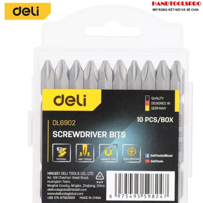 Mũi Vít 2 Đầu Xanh Ngắn PH2X65mm DELI EDL6902
