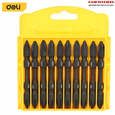 Mũi Vít 2 Đầu Xi Đen Chống Sốc Dài PH2X65mm DELI EDL252202