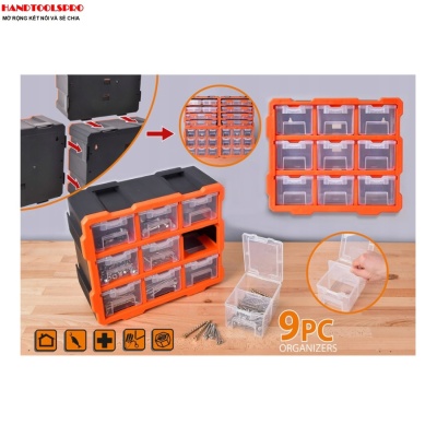 Tủ nhựa ngăn kéo đựng linh kiện - 9 hộp đựng TACTIX 320674 37.8 x 15.2 x 32 cm
